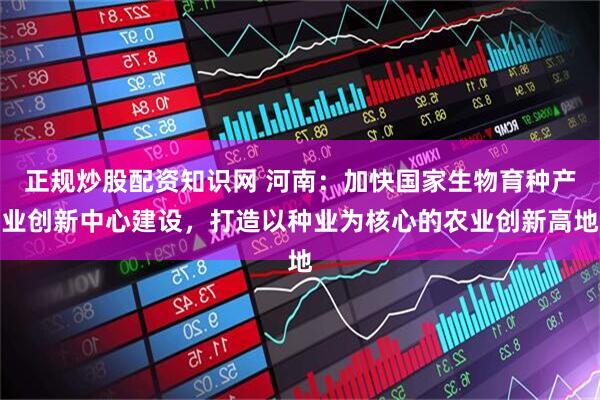 正规炒股配资知识网 河南：加快国家生物育种产业创新中心建设，打造以种业为核心的农业创新高地