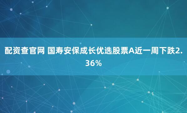 配资查官网 国寿安保成长优选股票A近一周下跌2.36%